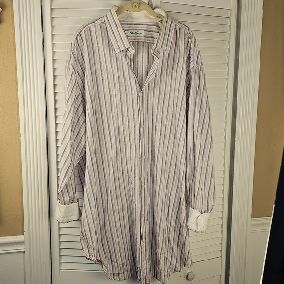 Robert‎ Graham Purple Black Striped Long Sleeve Button Down Shirt 36/37 3XL Tall - Picture 1 of 6